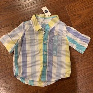 BabyGap Boy spring plaid button down shirt!